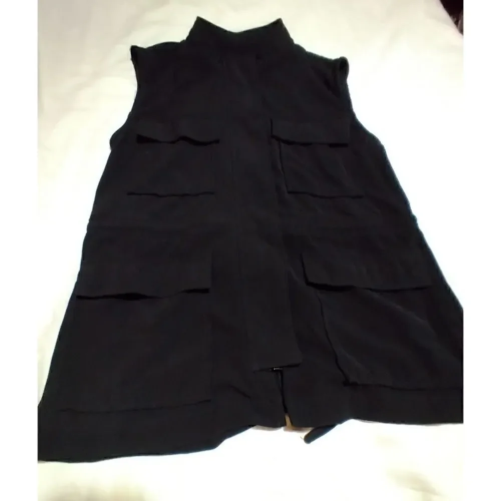 SANCTUARY LIGHTWEIGHT BLACK CARGO VEST MULTI POCKET SIZE S